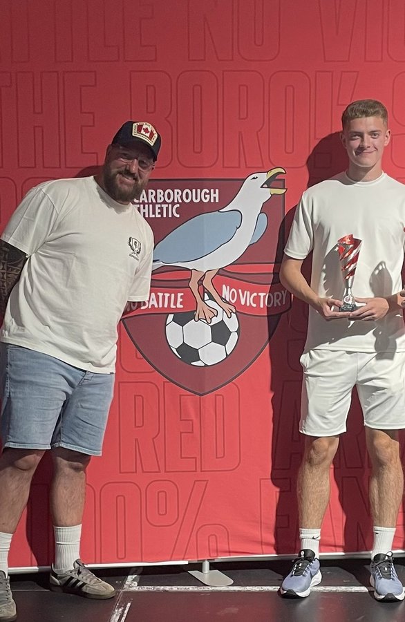 Joe Eason receiving Player of the Year at Scarborough Athletic